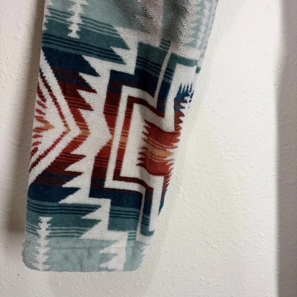 Pendleton Womans Bathrobe S Silver Blue Harding Star Aztec Robe Unisex Cotton